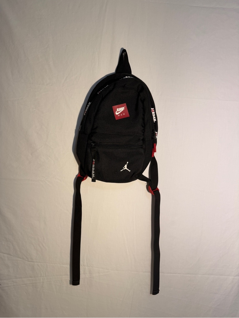 Jordan Black Mini Backpack with Red Accents for Men